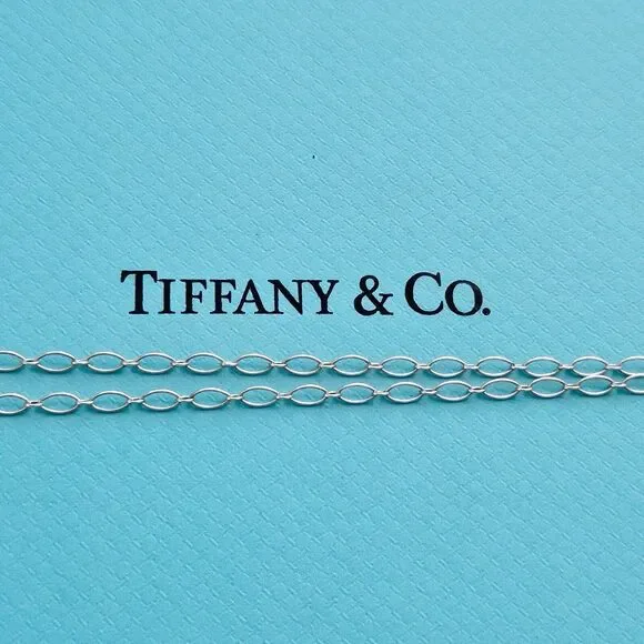 🧧SOLD🎋Tiffany & Co. Blue Enamel Knot Key Pendant Silver Oval Link Necklace 30” - Picture 7 of 9